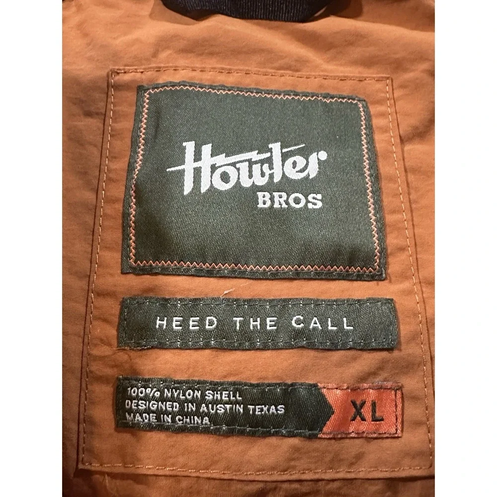 Howler Bros Mens XL Orange Windbreaker Jacket Zip Outdoors Hiking Cinch Waste